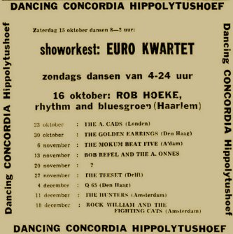 The Golden Earrings show announcement October 30 1966 Hippolytushoef - Dancing Concordia